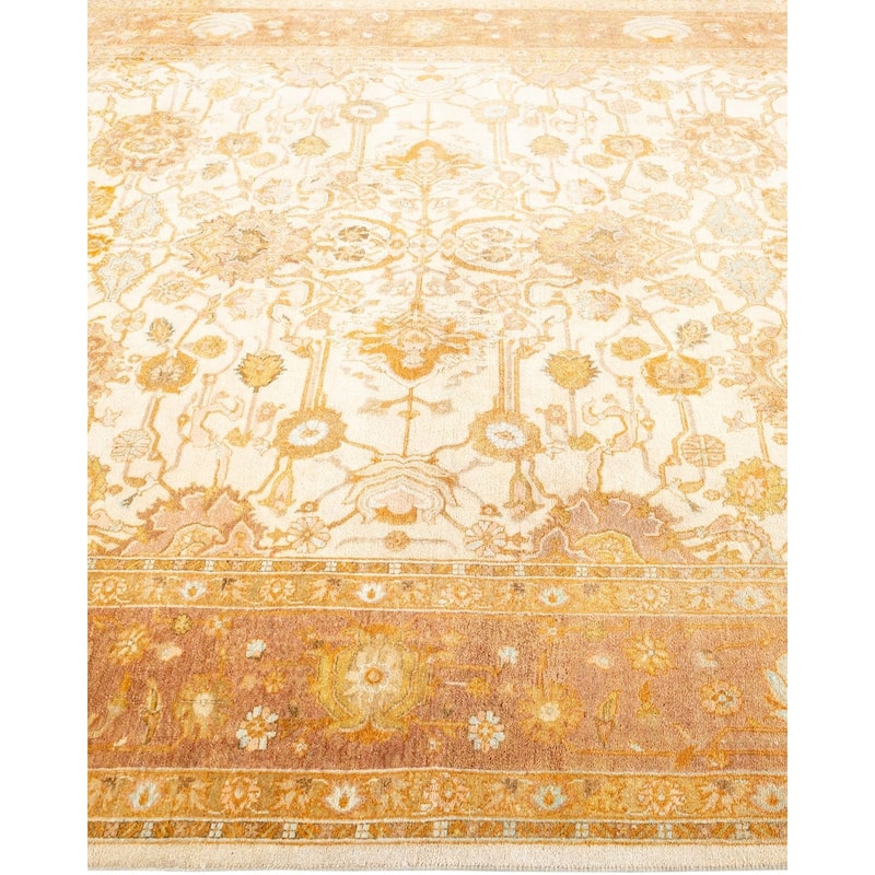 Overton Hand Knotted Wool Vintage Inspired Traditional Mogul Ivory Area Rug - 6' 1" x 9' 1"