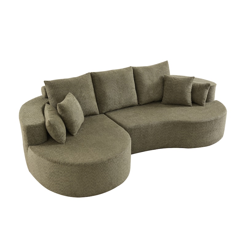 Christopher Knight Home - 106'' Cloud Curved Sectional Sofa with Right Chaise Lounge and Ultra-Soft Foam Comfort