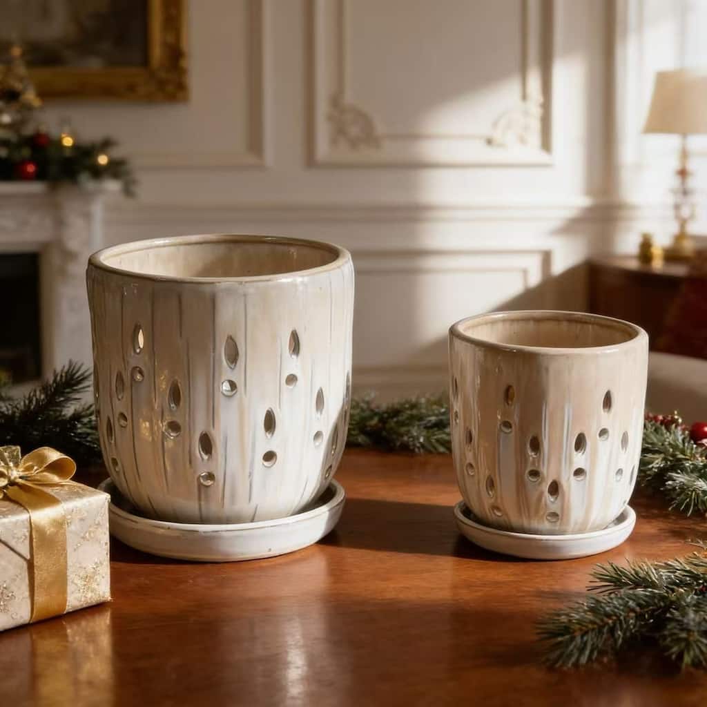 Handmade Planter, Ventilated Design, Saucers for Succulents and Herbs