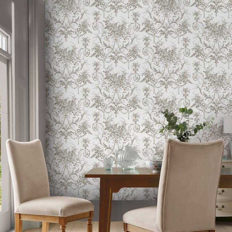 Laura Ashley Tuileries Dark Dove Grey Wallpaper