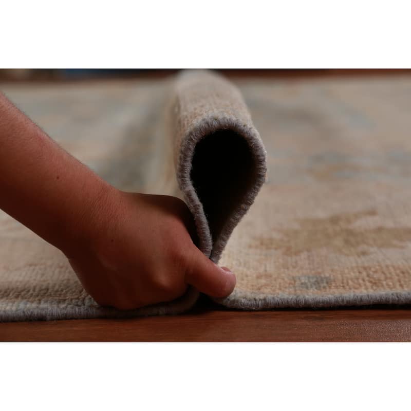 Hand Knotted Oriental 100% Wool Carpet Transitional All-Over Navy Blue & Blues Oushak Area Rug - 14' 0'' X 10' 8''