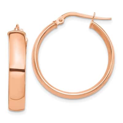 Curata 14k Rose Gold High Polished 5mm Hoop Earrings