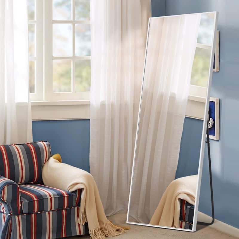 Aluminum Alloy Full Length Floor Mirror - 55x20 - White