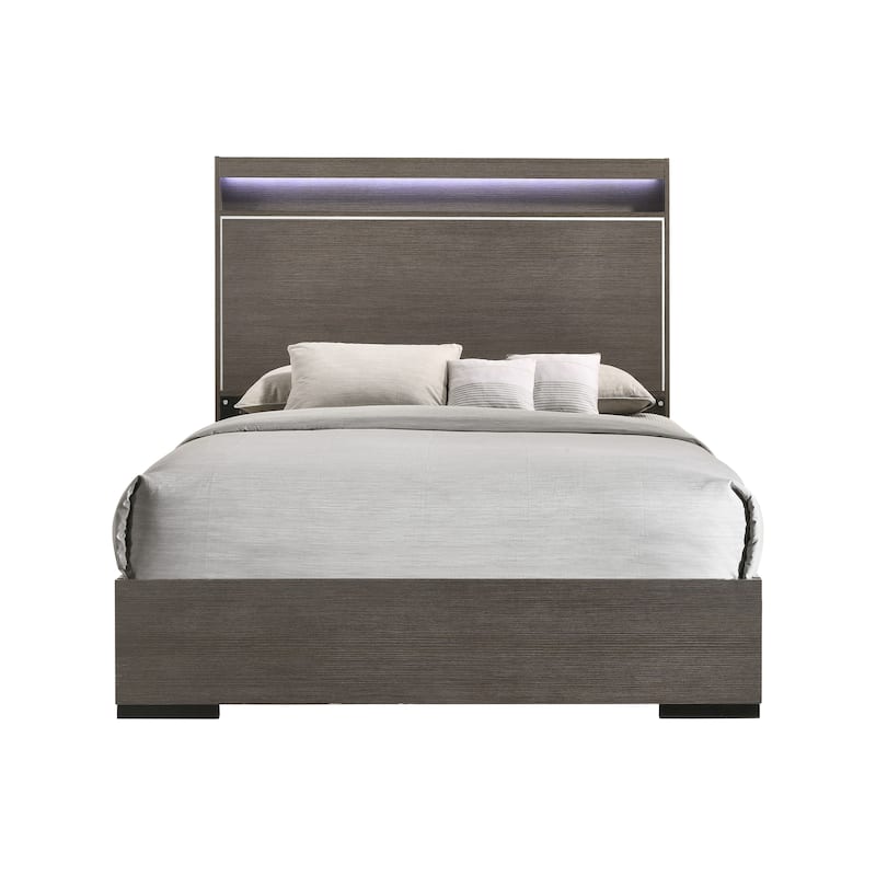 Belmont Grey Oak LED Panel Bed