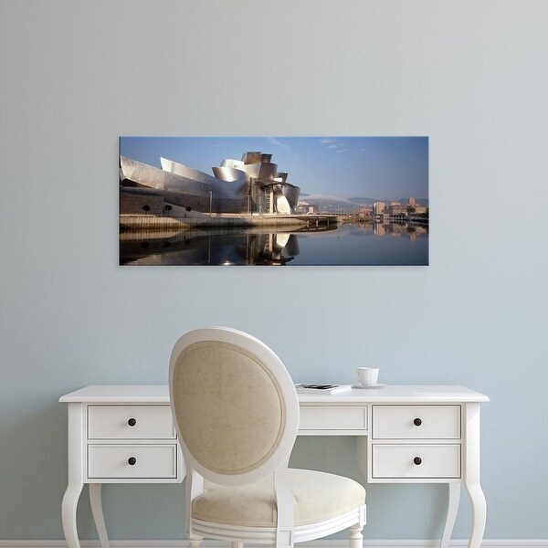 Easy Art Prints Panoramic Images's 'Reflection of a museum on water, Guggenheim Musuem, Bilbao, Spain' Canvas Art