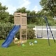preview thumbnail 11 of 18, vidaXL Swing Set Outdoor Backyard Wooden Playground Equipment for Kids Age 3-8 95.3" x 137.4" x 81.5" Pine