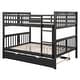 preview thumbnail 4 of 11, Espresso Full Over Full Bunk Bed with Trundle and Ladder, No Box Spring Needed