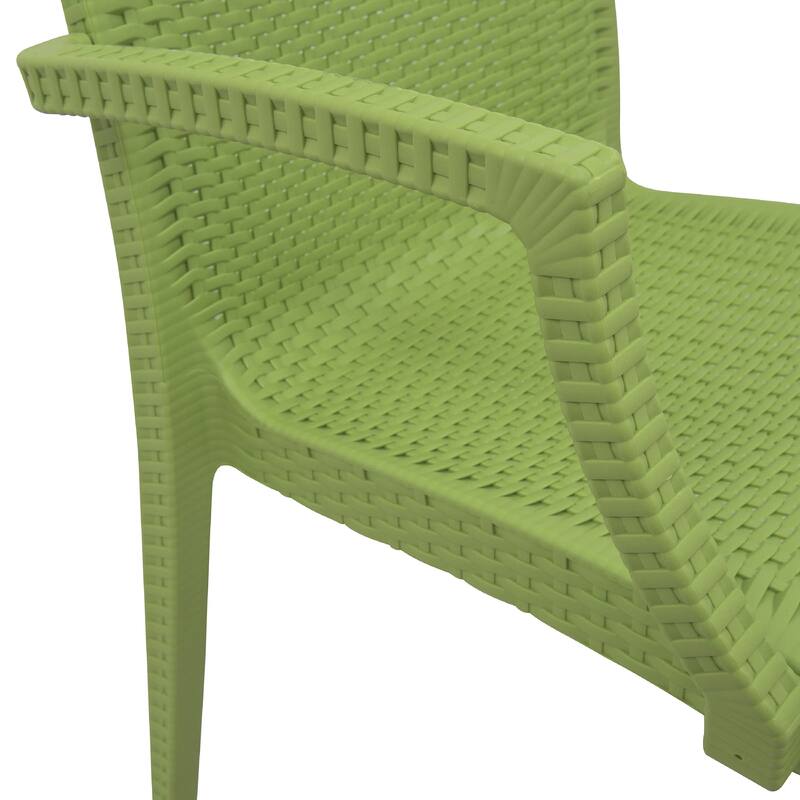 Mace Polypropylene Stackable Armrest Patio Dining Chair with Woven Design for Outdoor Dining Patio Indoor Gatherings