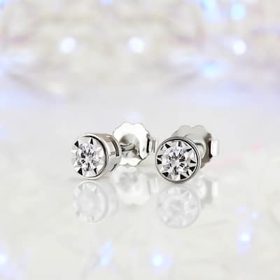 Auriya 14k Gold 3/8ctw Round Diamond Stud Earrings Bezel-set (G-H, SI1-SI2)