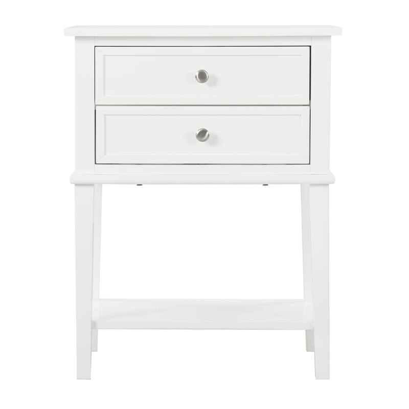 Modern 22-in Metal Hand Holder 2-Drawer Wood Nightstand with Shelf