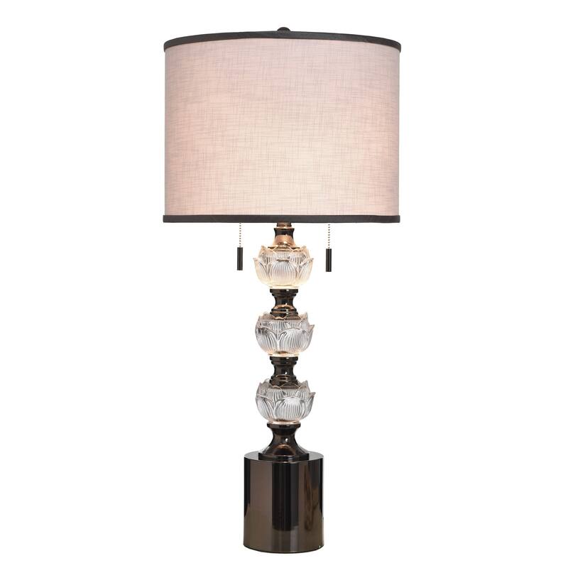 StyleCraft Coralie Glass Table Lamp - Hayla Silver - White Shade