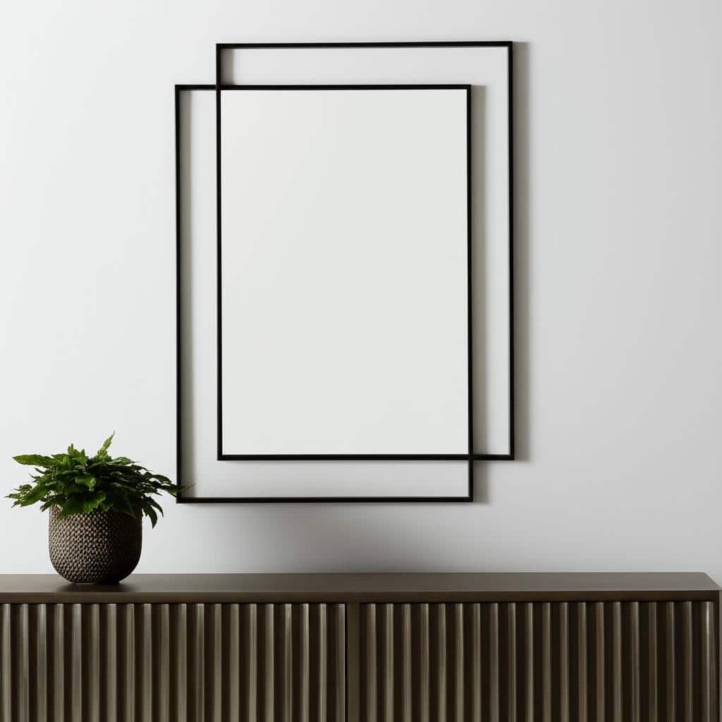 HomeRoots 43" Gray Metal Double Frame Accent Mirror - 31.50 in. x 43.25 in. x 1.75 in.