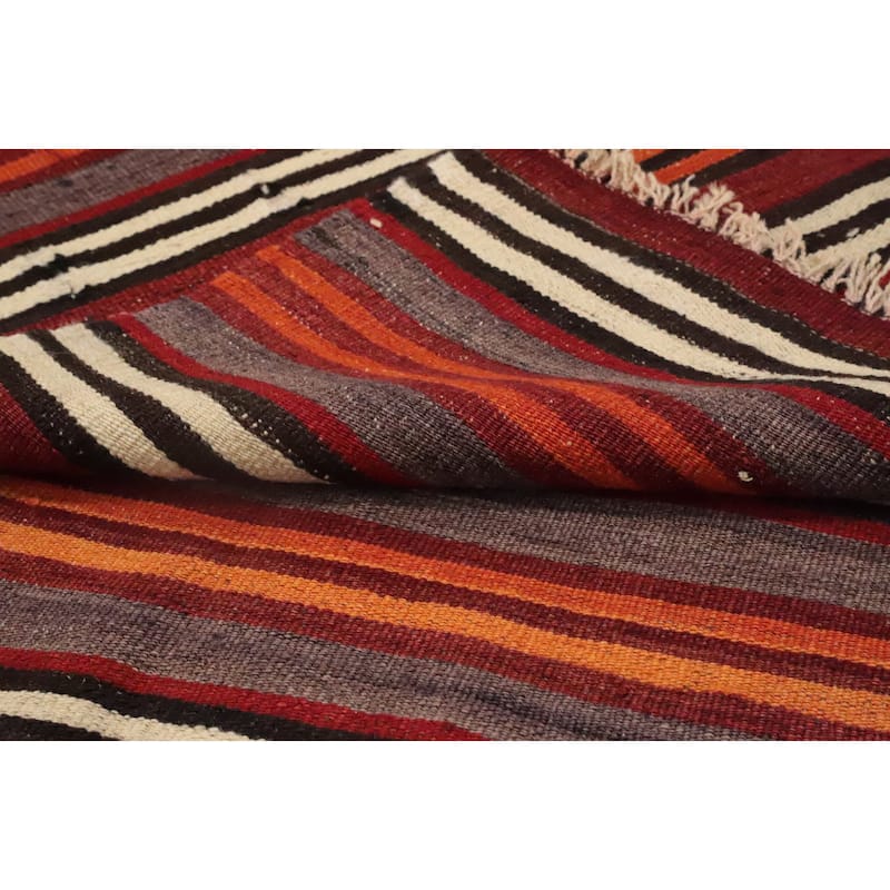 Hand Woven Oriental 100% Wool Carpet Southwestern Geometric Multi-Colored Kilim Area Rug - 10' 4'' X 5' 4''