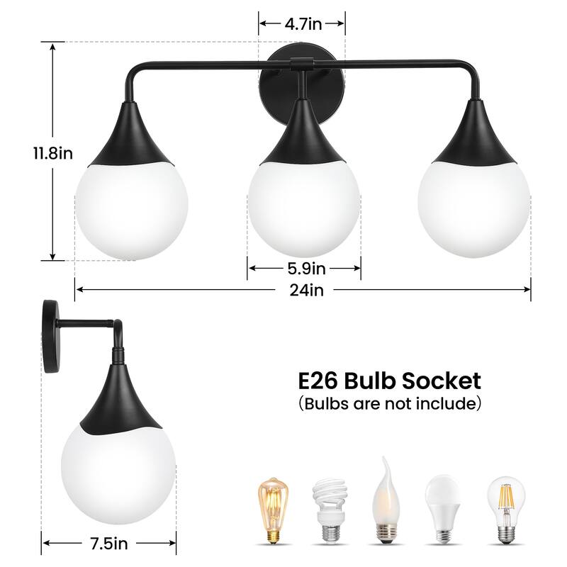 Dimmable Vanity Light with Clear Glass Shade