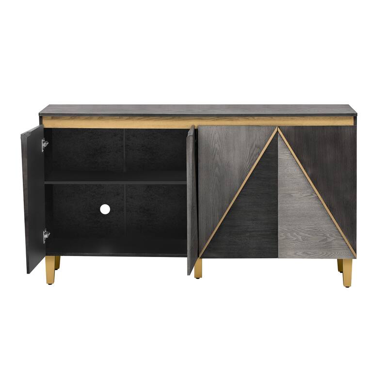 60" Retro 4-Door Buffet Cabinet with Storage and Adjustable Shelves