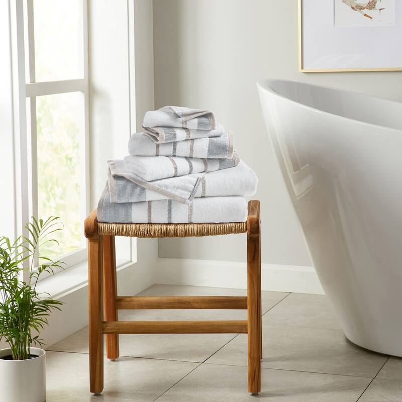 Linery & Co. Luxury Cotton Decorative Towel Set. - 6 Piece Set - Glacier Grey / Cappuccino.