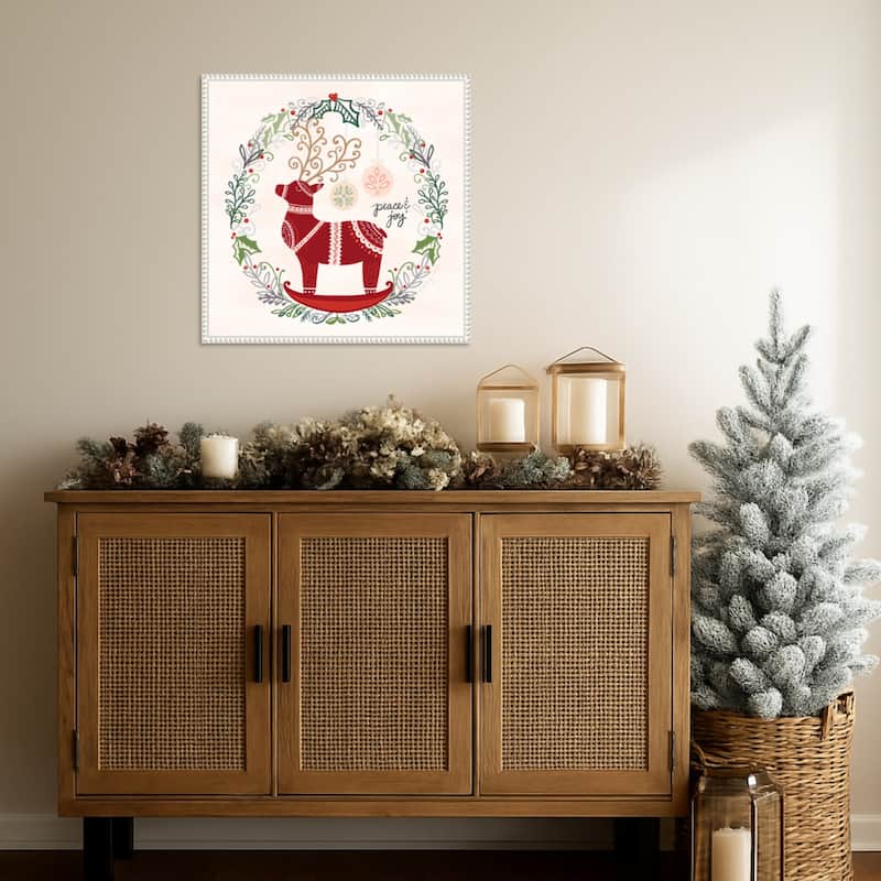 Hygge Christmas II by Noonday Design (22 x 22 in.), Framed Canvas Wall Art Print - Sylvie Beaded White