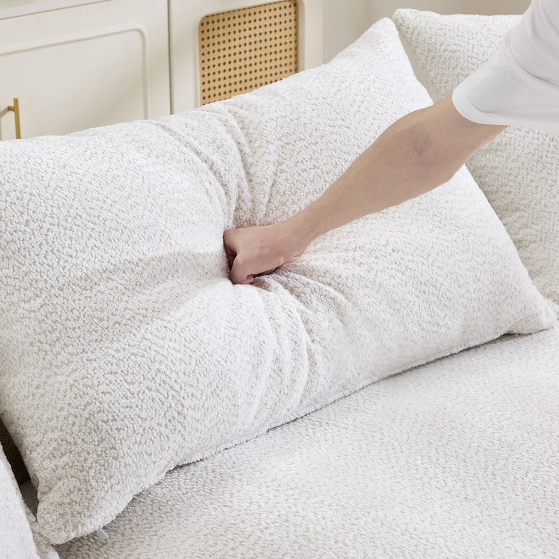 L Shape Sectional Sofa with Curved Chaise Lounge, High-Resilience Sponge Boneless Sofa, Upholstered Sofa with Throw Pillows