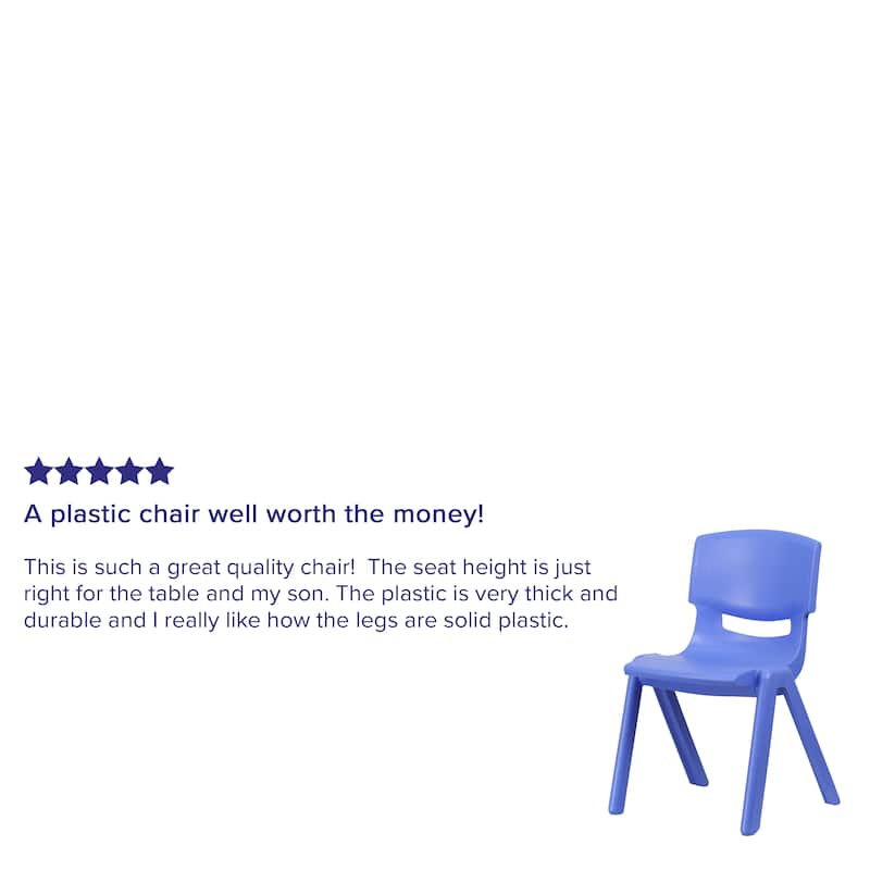 2 Pack Plastic Stackable School Chair with 15.5"H Seat