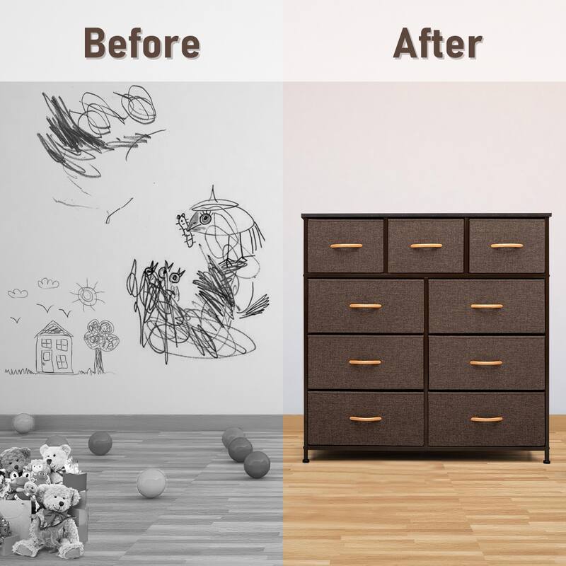 VredHom Extra Wide 9 Drawers Fabric Dresser Storage Organizer