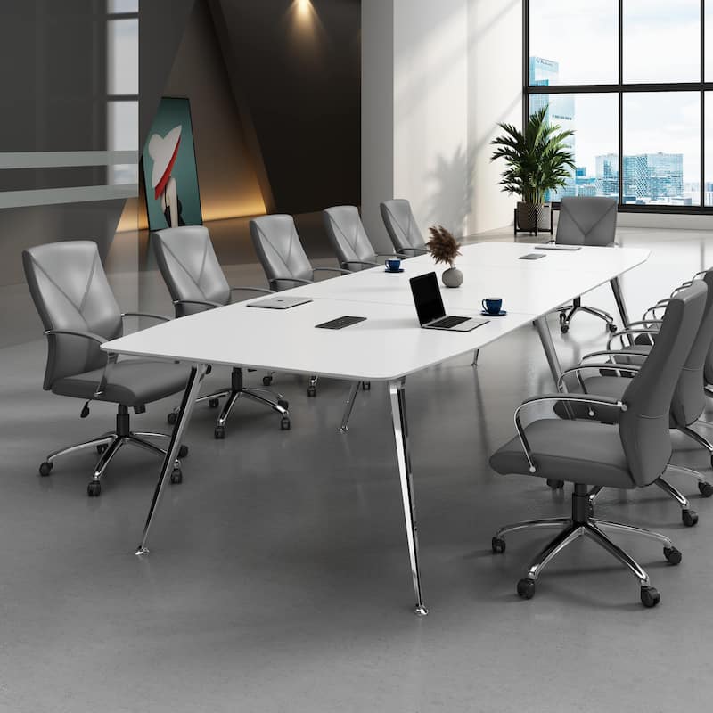 Boss LeatherPlus Executive Chair with Chrome Finish - Grey