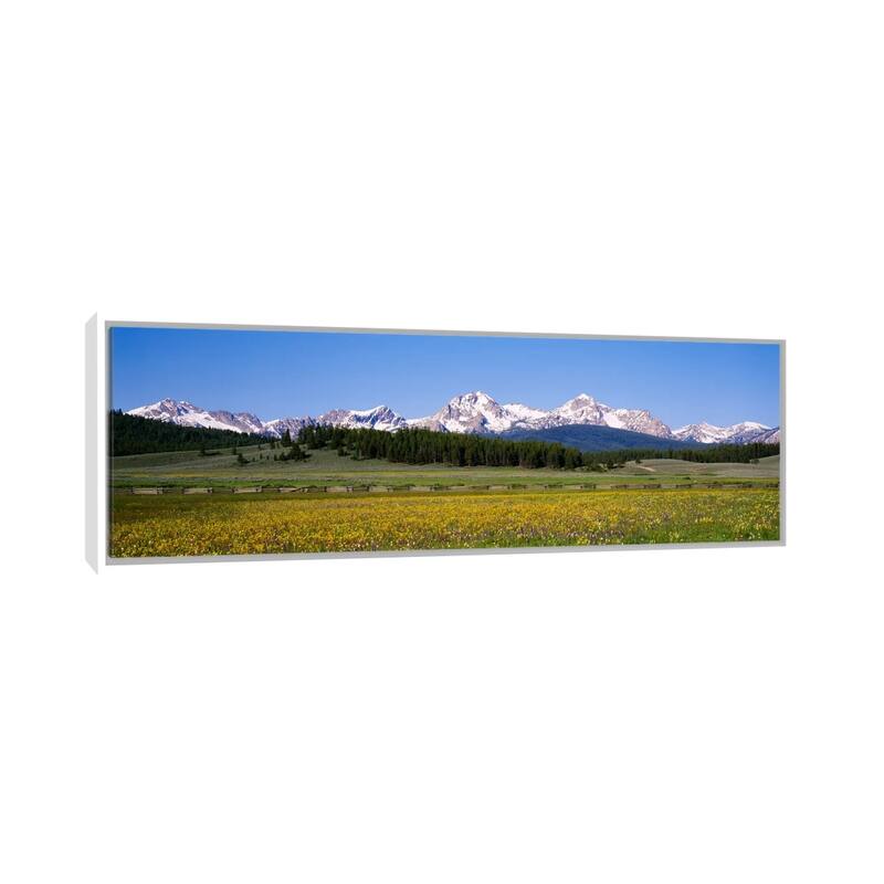 iCanvas "Sawtooth Range, Sawtooth National Recreation Area, Idaho, USA" by Panoramic Images Framed Canvas Print - 12x36 - White
