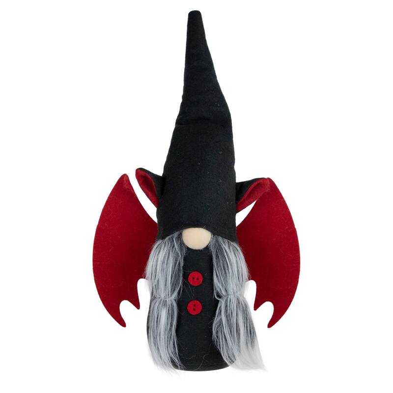 17" Black and Red Halloween Girl Gnome with Bat Wings