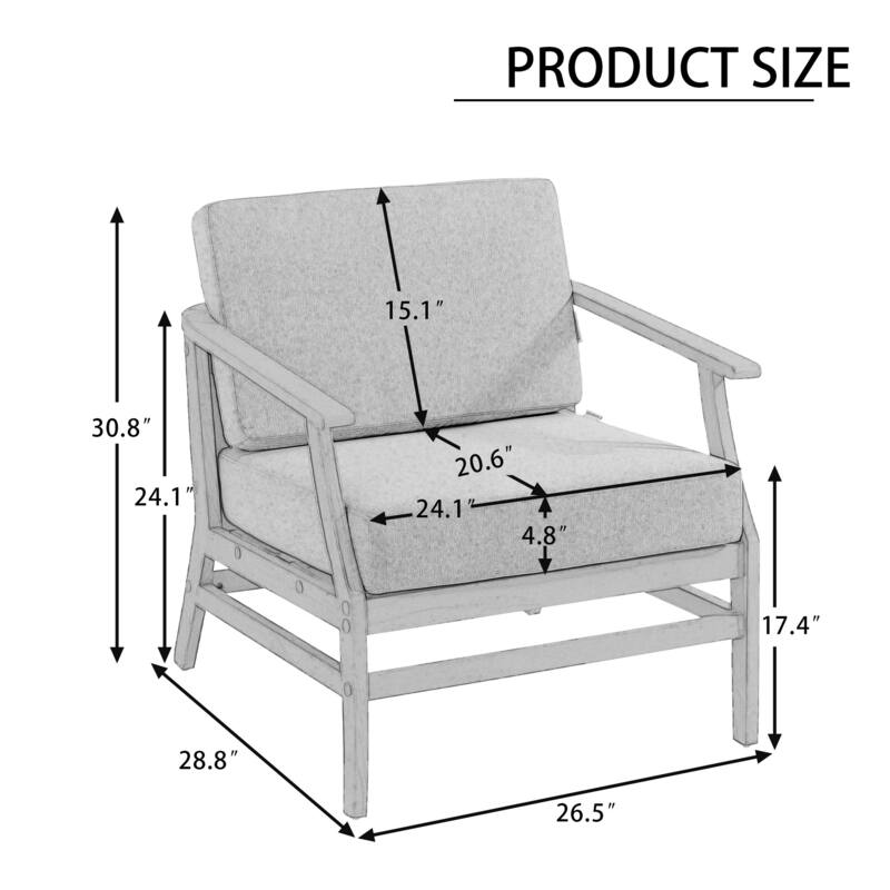 2 Set Patio Teak Wood Outdoor Chair with Cushions