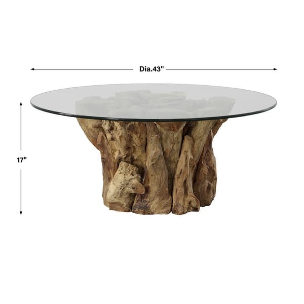 Uttermost Driftwood Glass Top Large Coffee Table - 43 W X 17 H X 43 D (in)