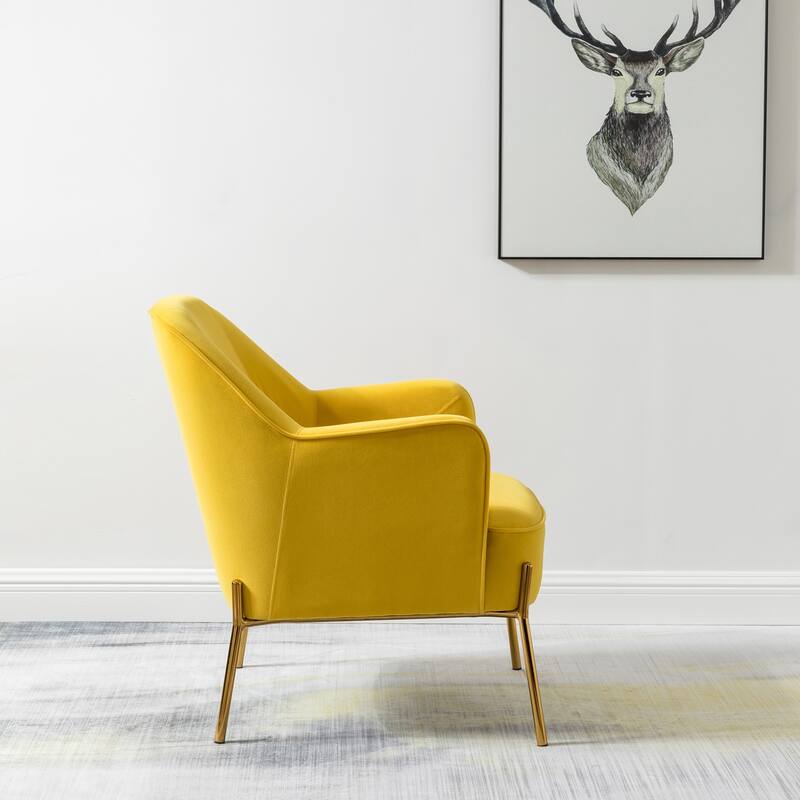 Marina Modern Velvet Accent Chair with Golden Legs Set of 2 by HULALA HOME