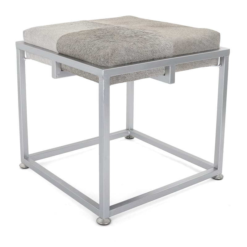 Hampton Cowhide Square Stool - Silver - 54 x 84