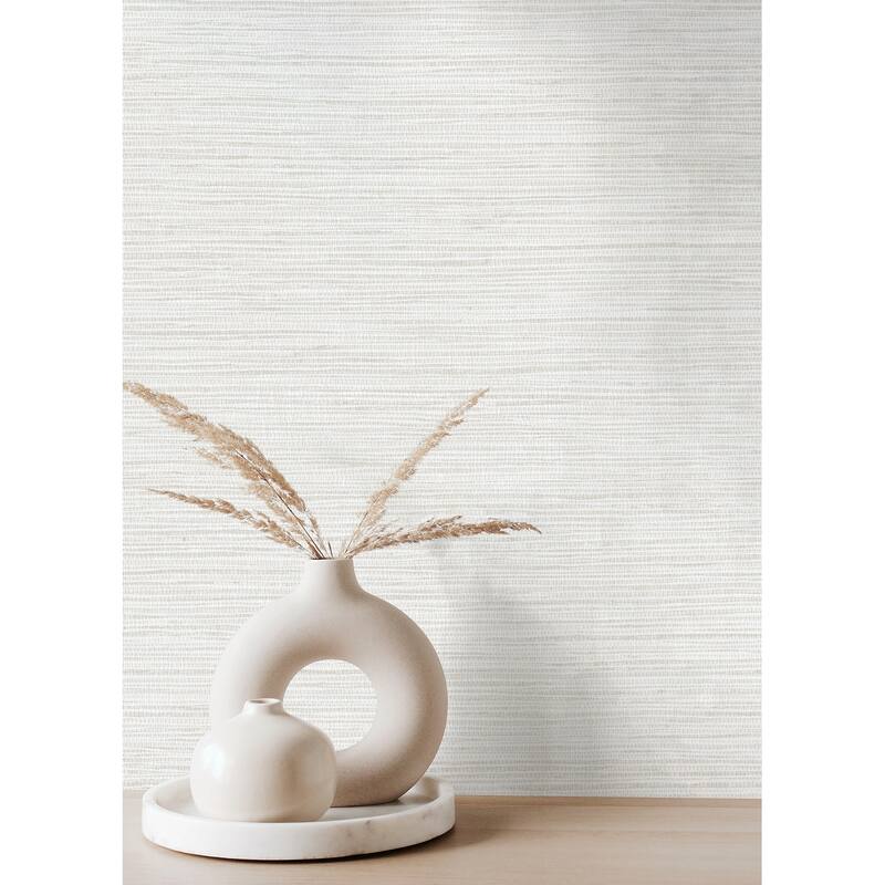 Advantage Alton Off-White Faux Grasscloth Wallpaper