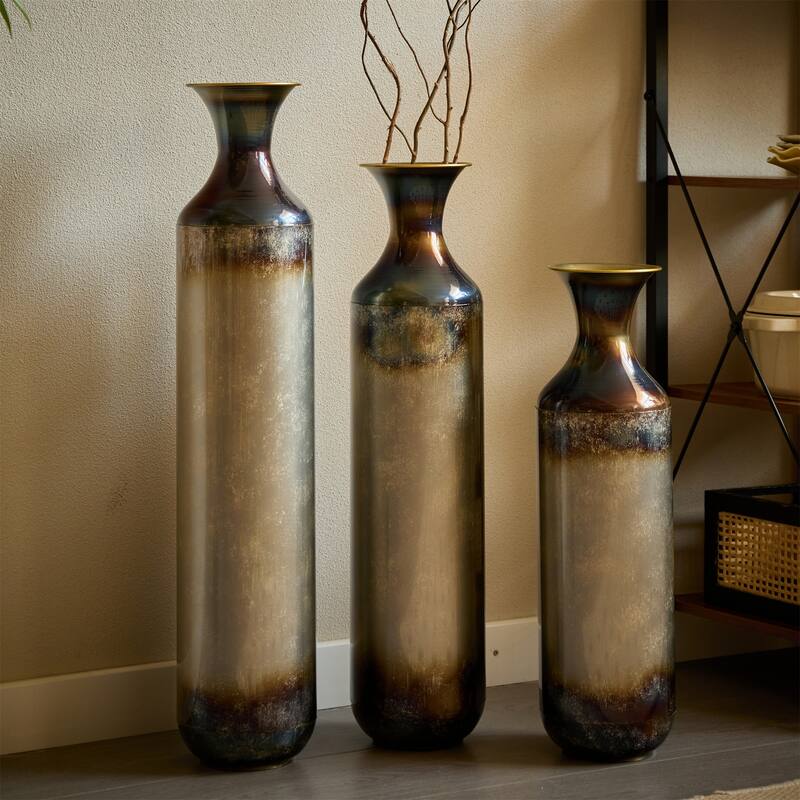 Droplet Shaped Home Decorated Floor Metal Vases (Set of 3)