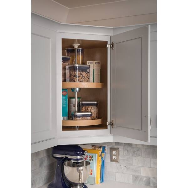 Hardware Resources 24 Inch Full Circle Birch Wood Lazy Susan Two Shelf