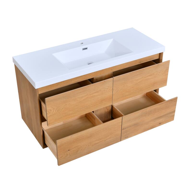 Sylphar 48 in. Toffee Oak Bath Vanity with Undermount Sink, 3 Top Options