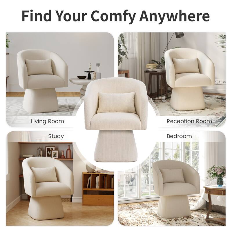360° Swivel Barrel Fabric Upholstered dining chair with Pillow