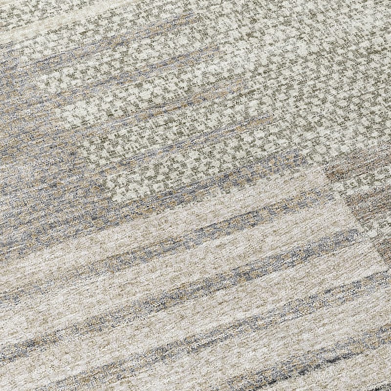 Machine Washable Indoor/ Outdoor Modern Stripes Chantille Rug