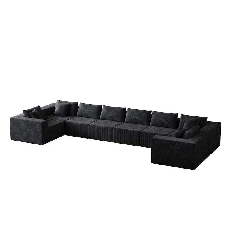 188-Inch Corduroy Modular L Shaped Sectional Sofa, Luxury Floor Couch Set, Foam-Filled Compressed Sofa