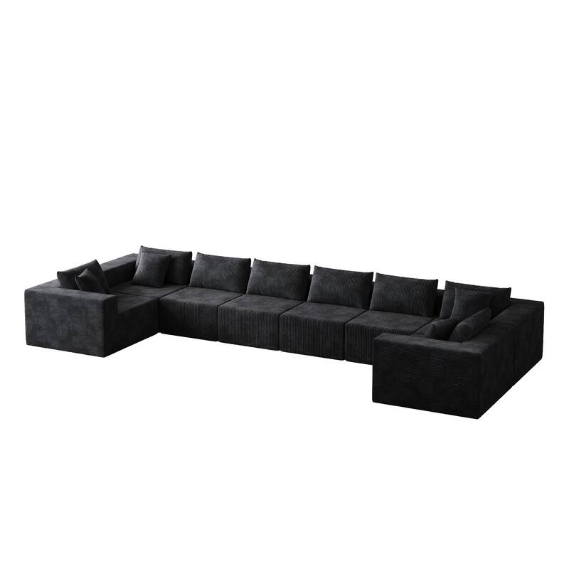Luxury Floor Standing Couch Set Sectional Sofa Set Corduroy Upholstered Modular Sofa - Freely Combined Into Various Shapes