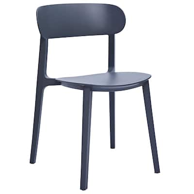 Qin 20 Inch Dining Side Chair, Set of 4, Contoured Back, Curved Seat, Gray