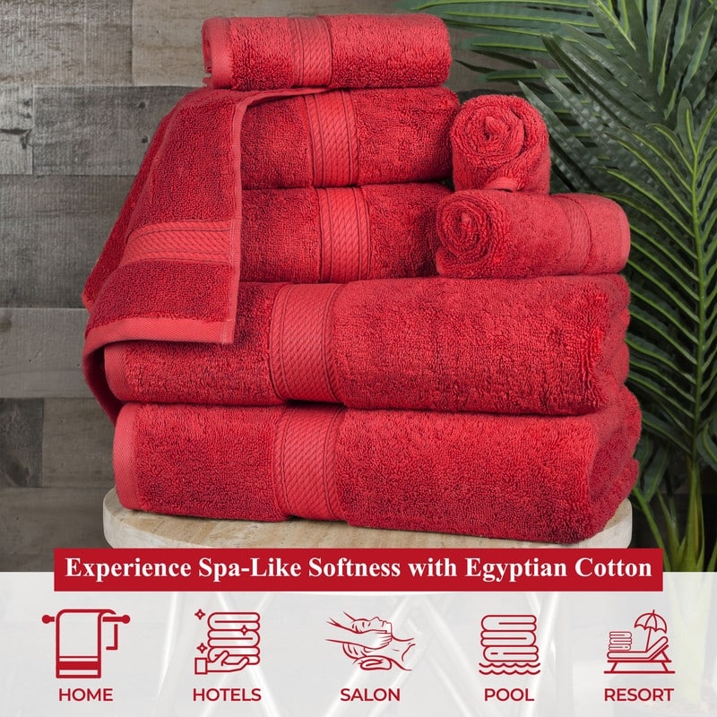 Superior Luxury Egyptian Cotton Bath Towel Set of 4 Ultra Plush, Heavyweight, Absorbent Spa & Hotel Quality Bath Towels Set