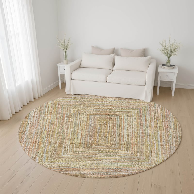 Premium Washable Super Soft Modern Dimensions Mayfield Rug - Tan - 8' x 8'