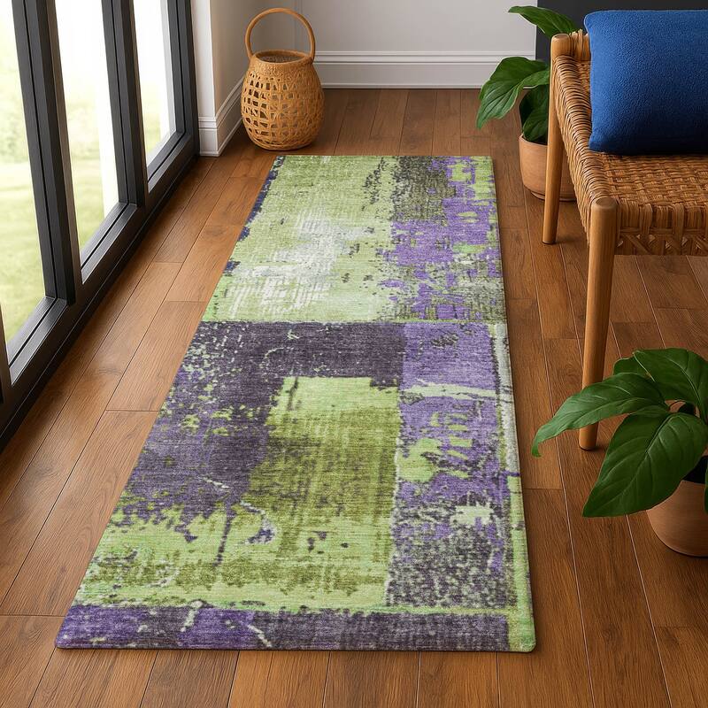 Premium Washable Super Soft Contemporary Geo Mayfield Rug - Aloe - 2'3" x 7'6"