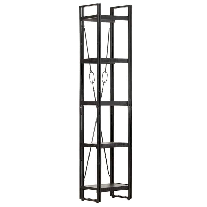 vidaXL 5-Tier Bookcase Black 15.7"x11.8"x70.9" Solid Mango Wood