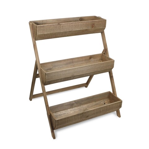 3 Tier Wooden Shelves Storage Plant Stand - 27.7 W x 27.5 D x 33.2 H