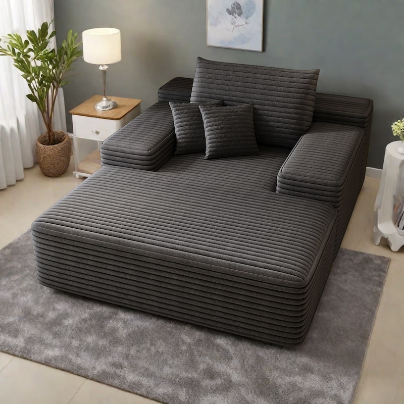 51.2" Corduroy 2-Seater Sofa - Cloud-Like Deep Seat, 600lb Capacity, No Assembly Required, with Ergonomic Pillows - Antique Dark Grey