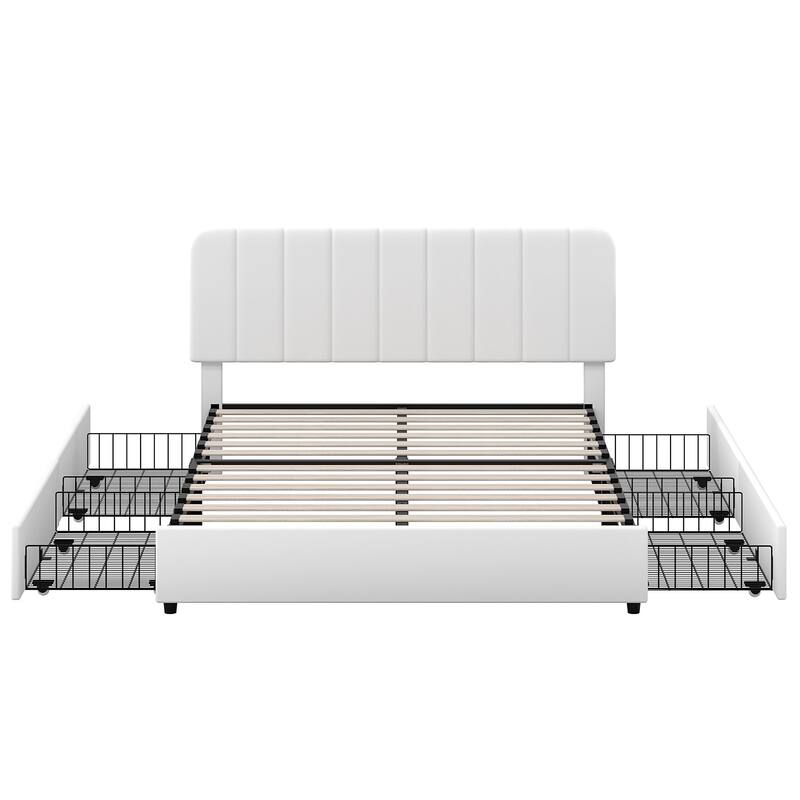 Javlergo Upholstered Platform Bed Frame with Storage Drawers and Adjustable Headboard, No Box Spring Needed