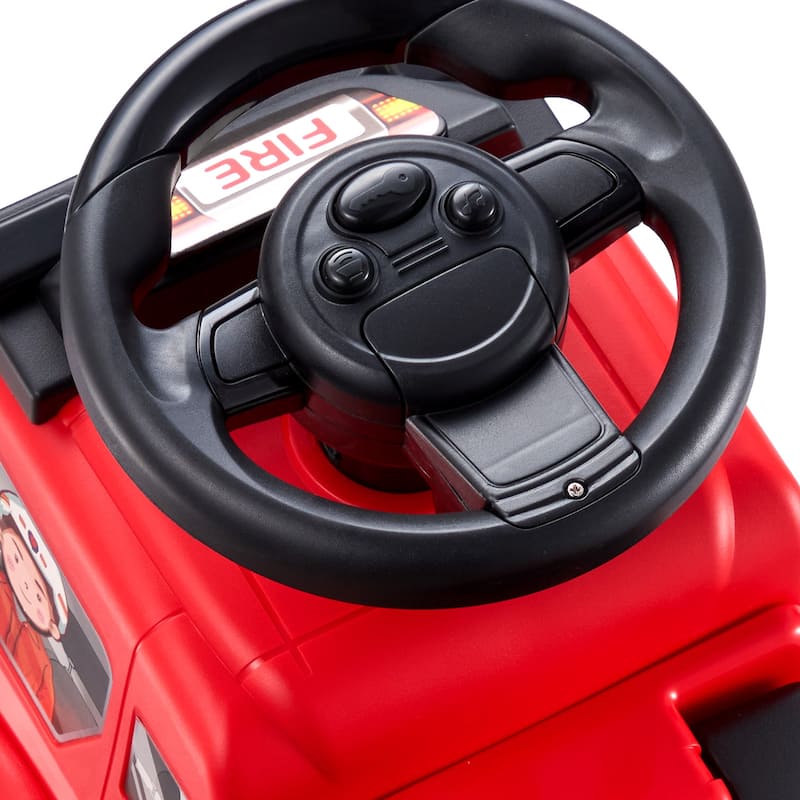 Toddler Ride On Push Car for Ages 1-3, Red Sit-to-Stand with Music Steering Wheel & Storage
