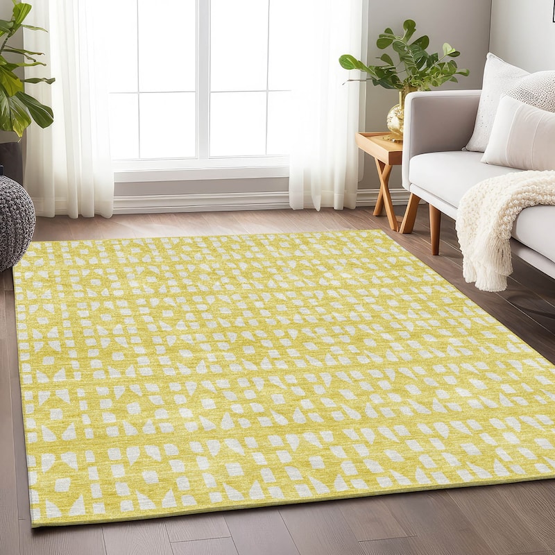 Premium Washable Super Soft Modern Imprints Mayfield Rug - Yellow - 8' x 10'