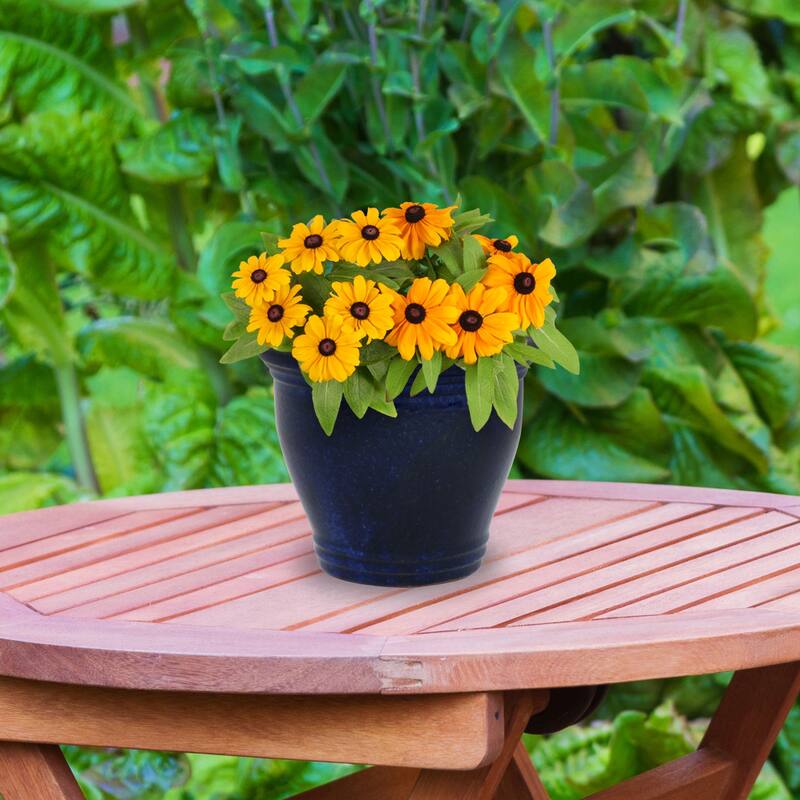 Sunnydaze Glazed Ceramic Planter with Drainage Holes - Set of 2 - 11-Inch